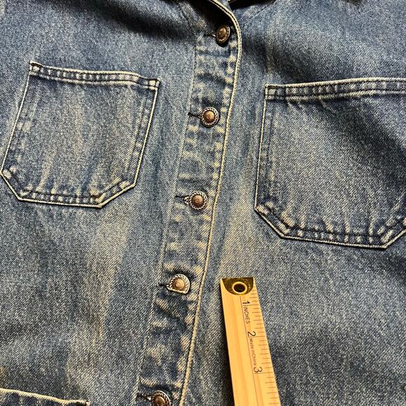 VINTAGE 90s Waco Denim Chore Jacket Size M Yoked Western Style Distressed - Picture 4 of 7